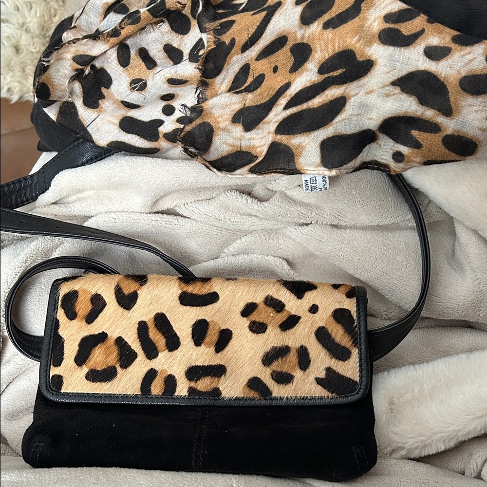 Leopard Print Women's bum bag and scarf